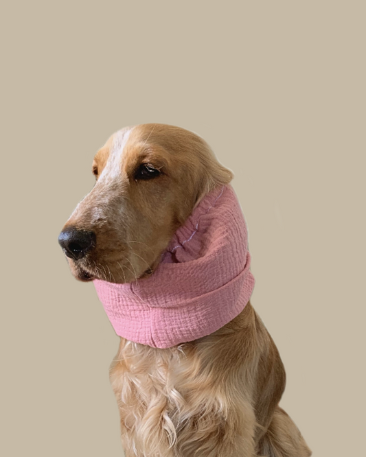 Snood Chien Gaze Coton Rose - Fait Main France