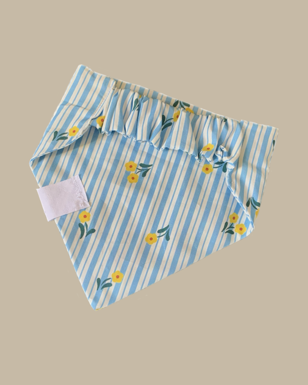 Bandana Chien Coton Rayure Bleue - Fait Main France