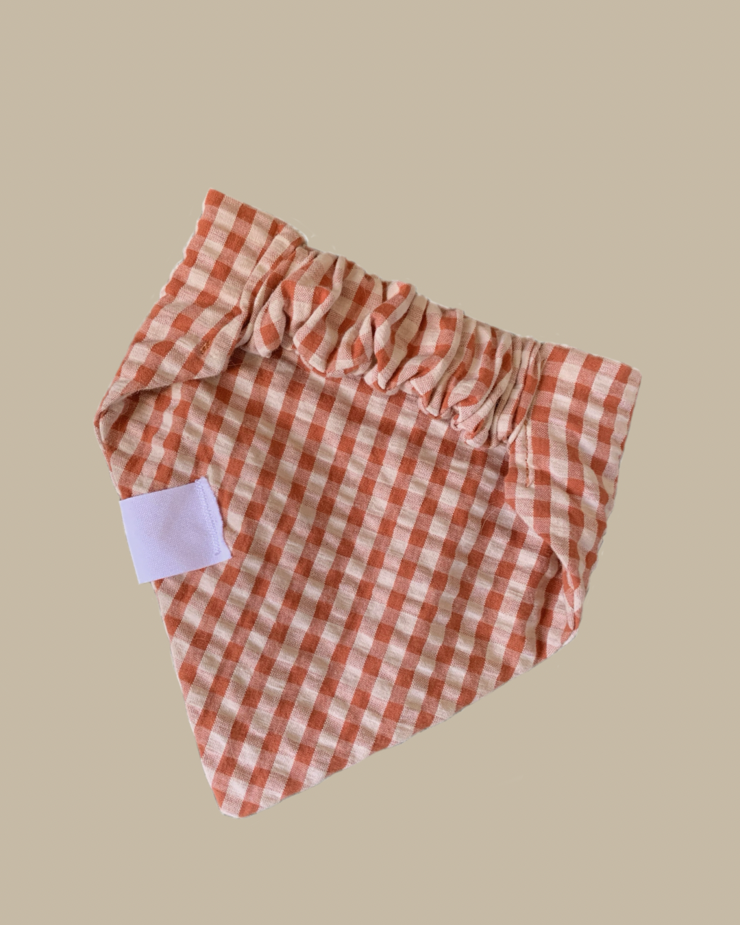 Bandana chien Coton vichy Beige-Rouge - Fait Main France