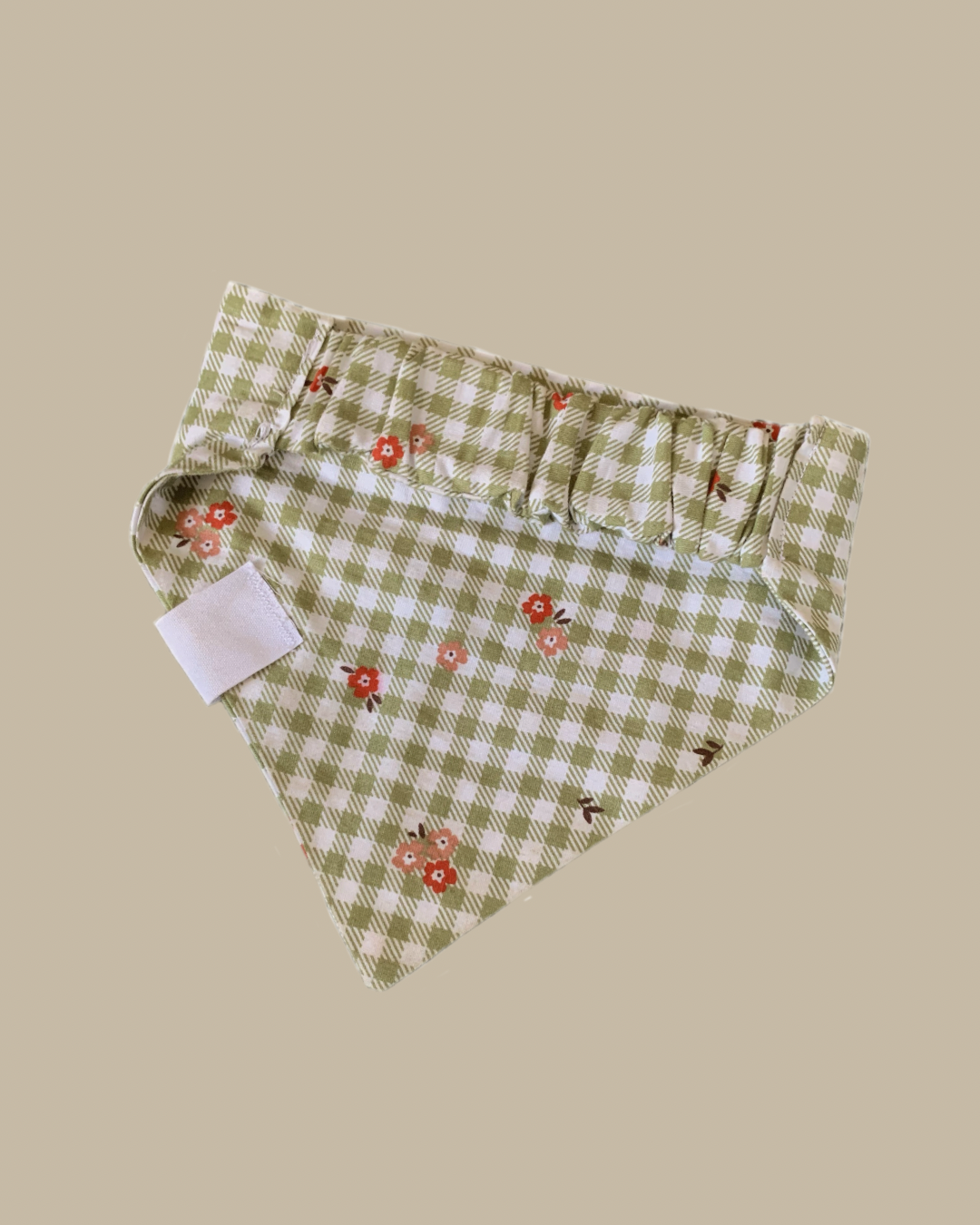 Bandana Chien Coton Vichy Fleuri - Fait Main France