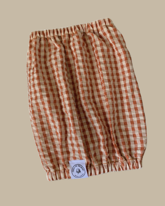 Snood Chien Coton Vichy Beige-Rouge - Fait Main France