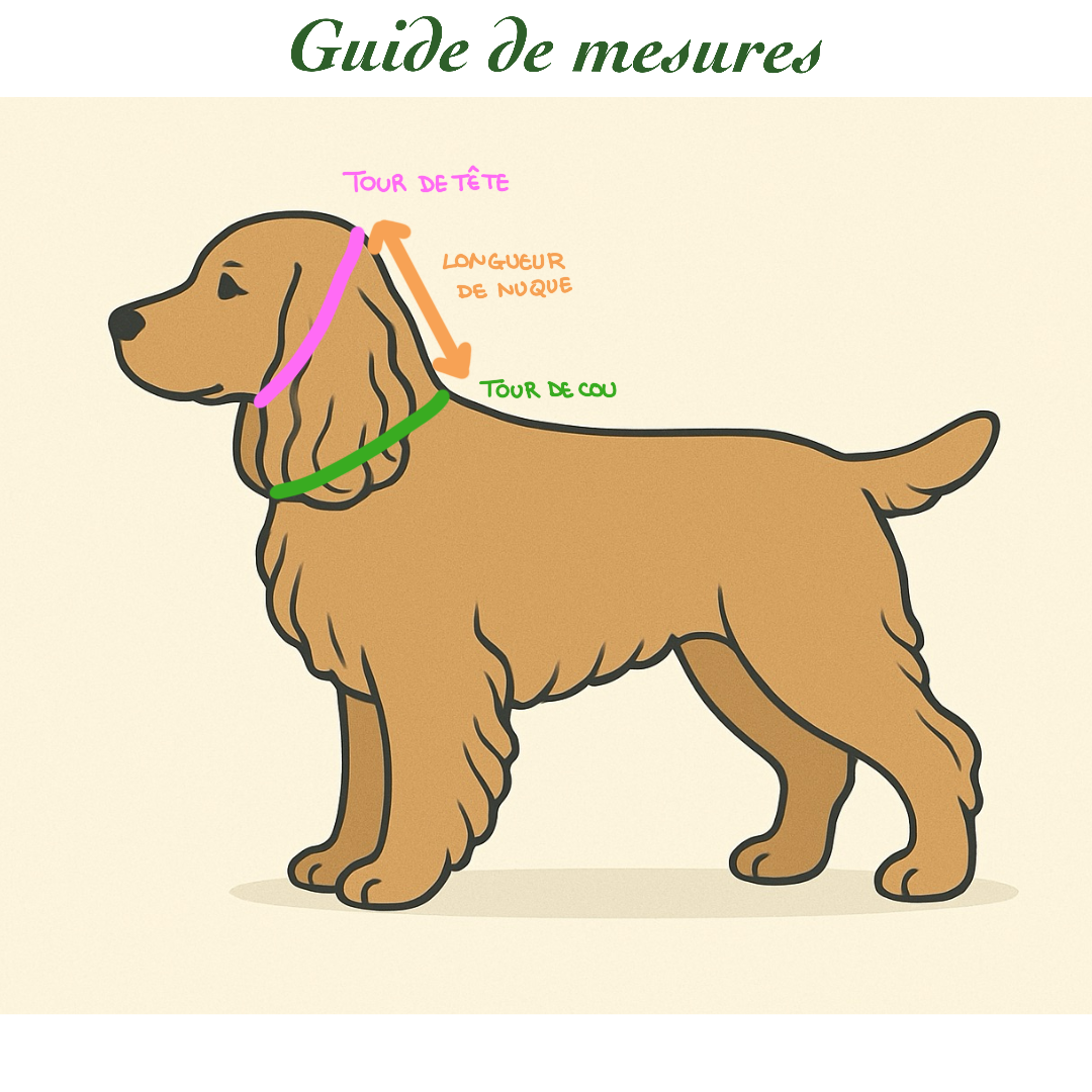 Snood Chien Coton Vichy Beige-Rouge - Fait Main France