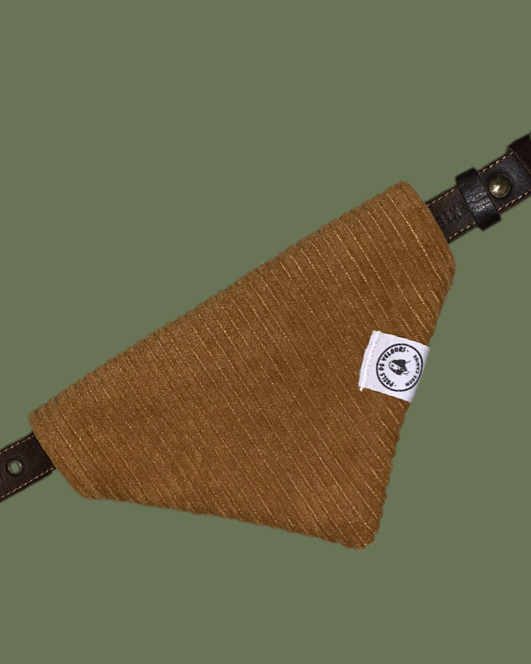Bandana Chien Velours Camel - Fait Main France