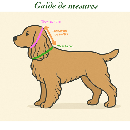 Snood Chien Coton Vichy Beige-Rouge - Fait Main France